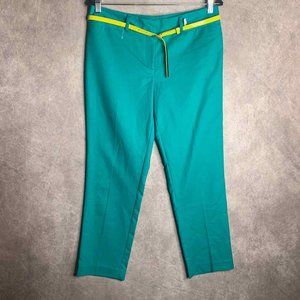 Madison Womens Pants Size‎ 8 Green Straight Leg Belted Cropped Mid Rise Pockets